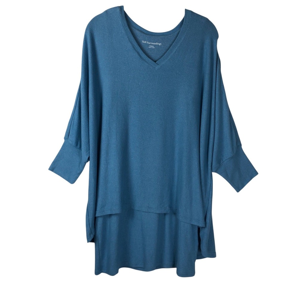 Soft Surroundings Womens Indeevar Tunic Dolman Sleeve Size M Blue Lagenlook‎